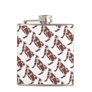 Cow Brown and White Silhouette Hip Flask