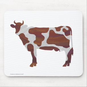 Cow Brown and White Silhouette Mouse Mat