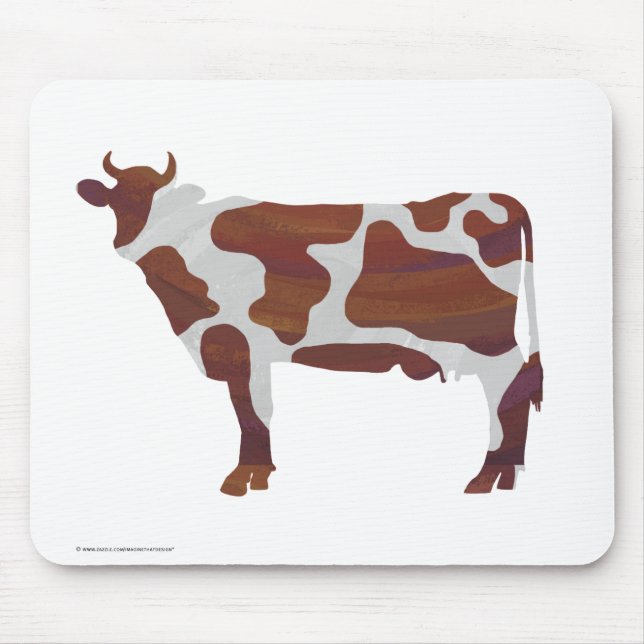 Cow Brown and White Silhouette Mouse Mat (Front)