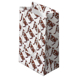 Cow Brown and White Silhouette Small Gift Bag