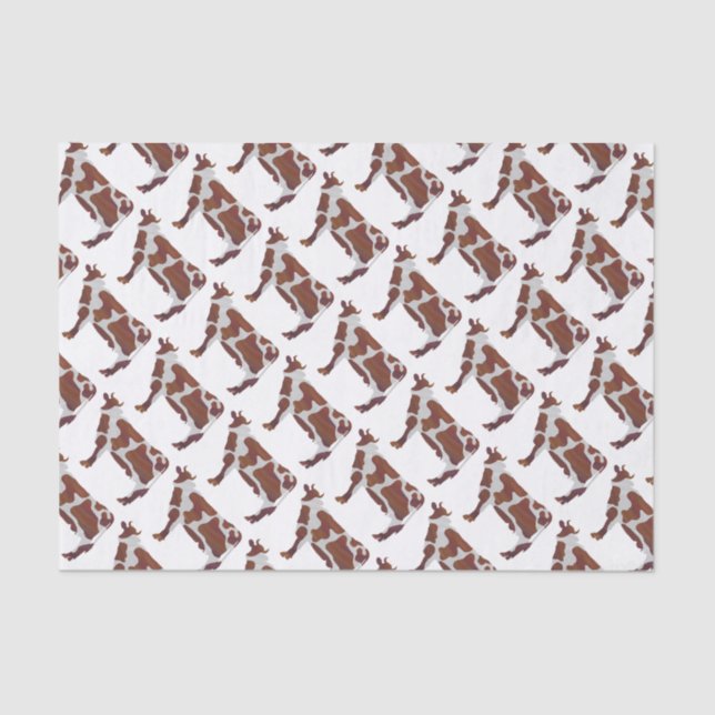 Cow Brown and White Silhouette Tissue Paper (Front)
