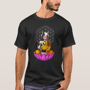 Cow Buddha Zen Yoga Meditation Hindu Flower Of Lif T-Shirt