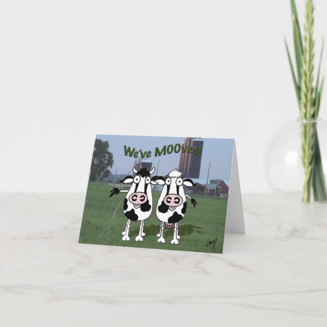 cow bull moved new address announcement. announcement (Front)