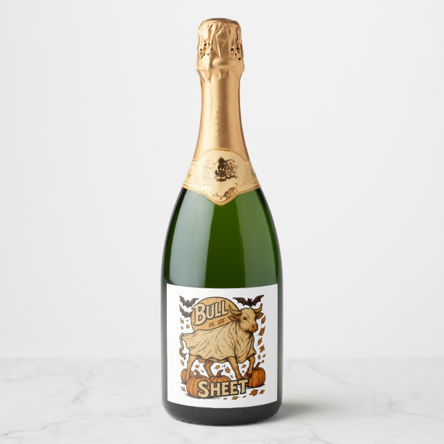 Cow Bull Sheet Halloween Sparkling Wine Label (Front)