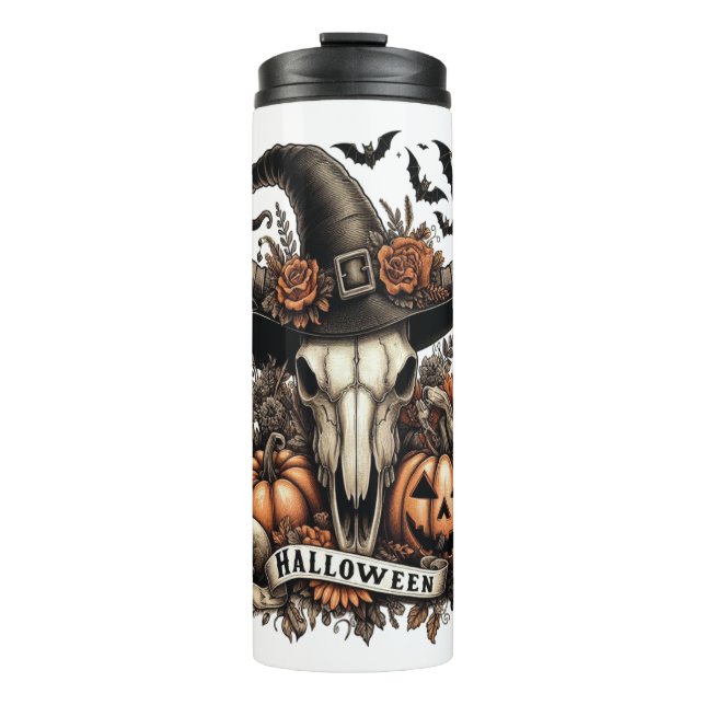 Cow Bull Sheet Halloween Thermal Tumbler (Front)