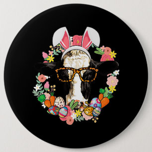 Cow Bunny Ears Happy Easter Farming Farmer 6 Cm Round Badge