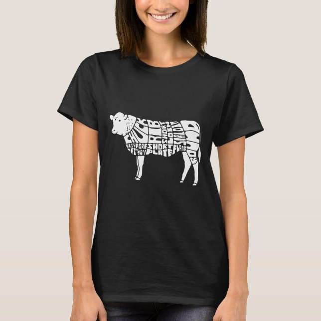 Cow Butcher Beef Cuts Diagram T-Shirt (Front)