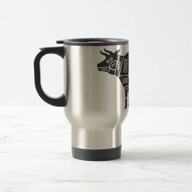 Cow Butcher Chart Travel Mug (Left)