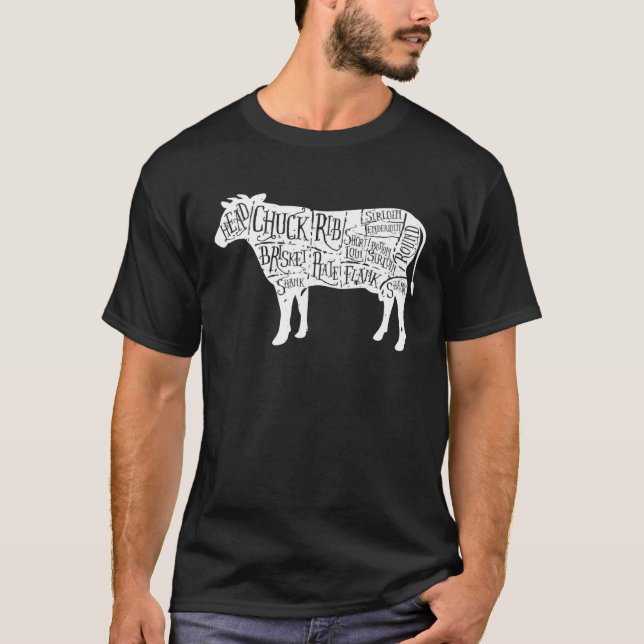 Cow Butcher Tees  Beef Cuts Diagram (Front)