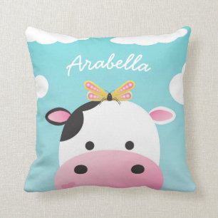 Cow & Butterfly BFFs Custom Name Cushion