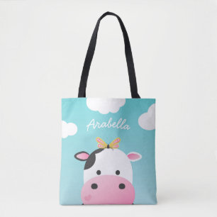 Cow & Butterfly BFFs Custom Name Tote Bag