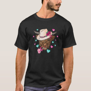 Cow Candy Roses Flowers Hat Vintage Hearts Valenti T-Shirt