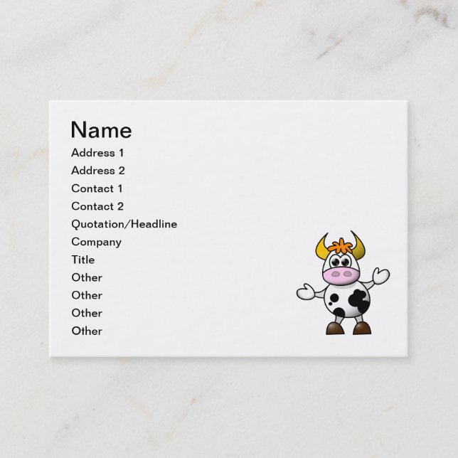 Cow cartoon business card (Front)