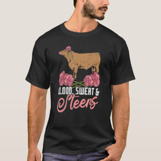 Cow Cattle Blood Sweet Steers Farming Farmer Heife T-Shirt