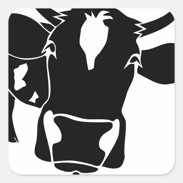 cow cattle kuh fleckvieh milk cowboy farmer square sticker (Front)