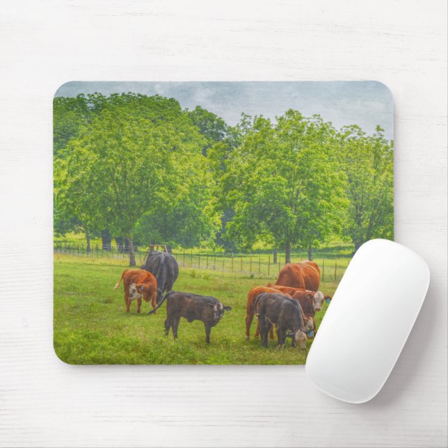 Cow Cattle Pasture Texas Farm Art Mouse Pad (With Mouse)