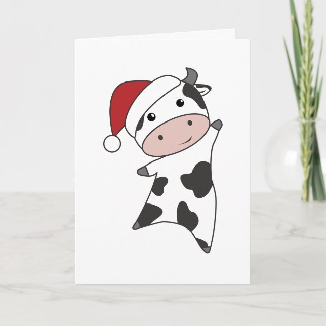 Cow Cheerful Christmas Winter Animals Cows Adult C Holiday Card (Front)