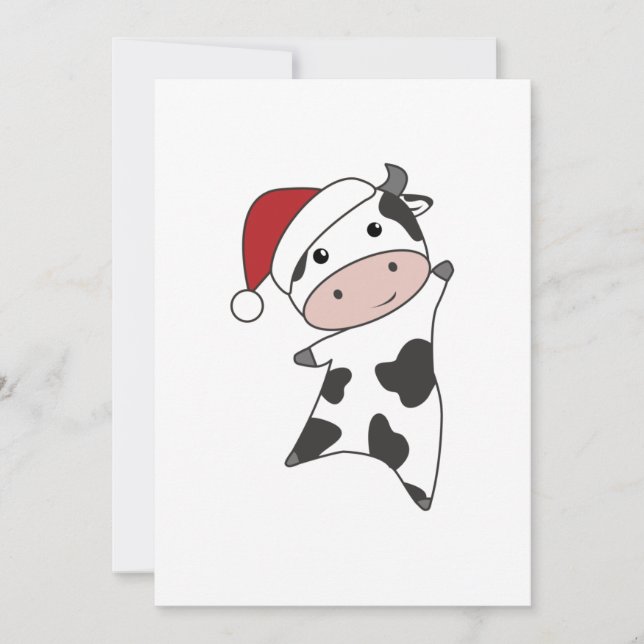Cow Cheerful Christmas Winter Animals Cows Adult C Holiday Card (Front)