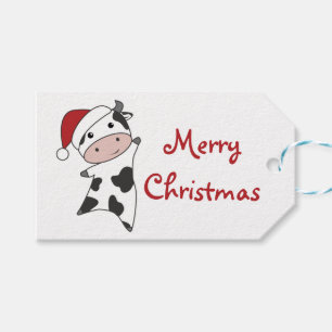 Cow Cheerful Christmas Winter Animals Cows Trucker Gift Tags