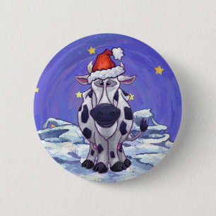 Cow Christmas 6 Cm Round Badge