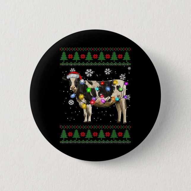 Cow Christmas  6 Cm Round Badge (Front)