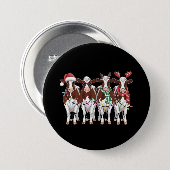Cow Christmas Cow Lover Gift Holiday Farm  7.5 Cm Round Badge (Front & Back)