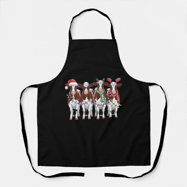 Cow Christmas Cow Lover Gift Holiday Farm  Apron (Front)