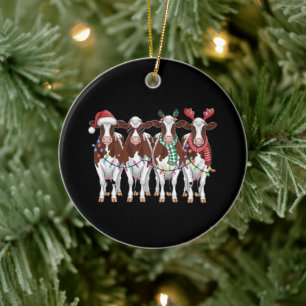 Cow Christmas Cow Lover Gift Holiday Farm  Ceramic Tree Decoration