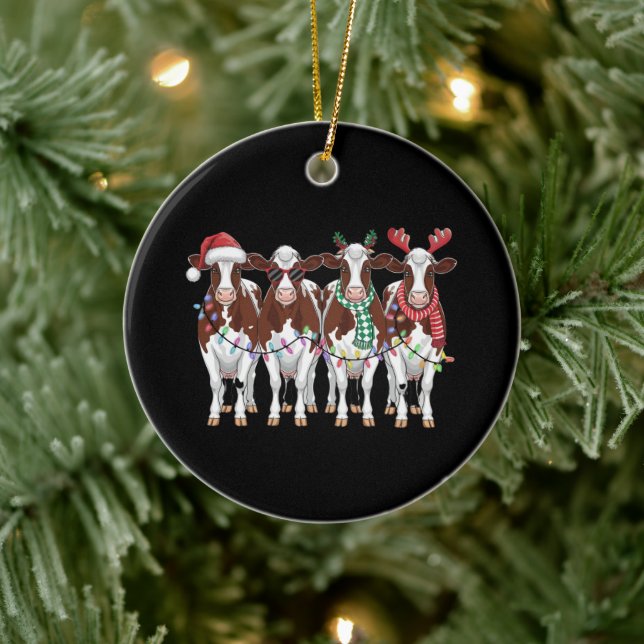 Cow Christmas Cow Lover Gift Holiday Farm  Ceramic Tree Decoration (Tree)