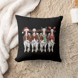 Cow Christmas Cow Lover Gift Holiday Farm Cushion