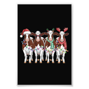 Cow Christmas Cow Lover Gift Holiday Farm  Photo Print
