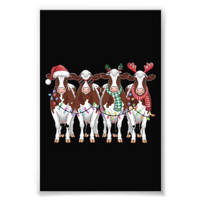 Cow Christmas Cow Lover Gift Holiday Farm  Photo Print (Front)