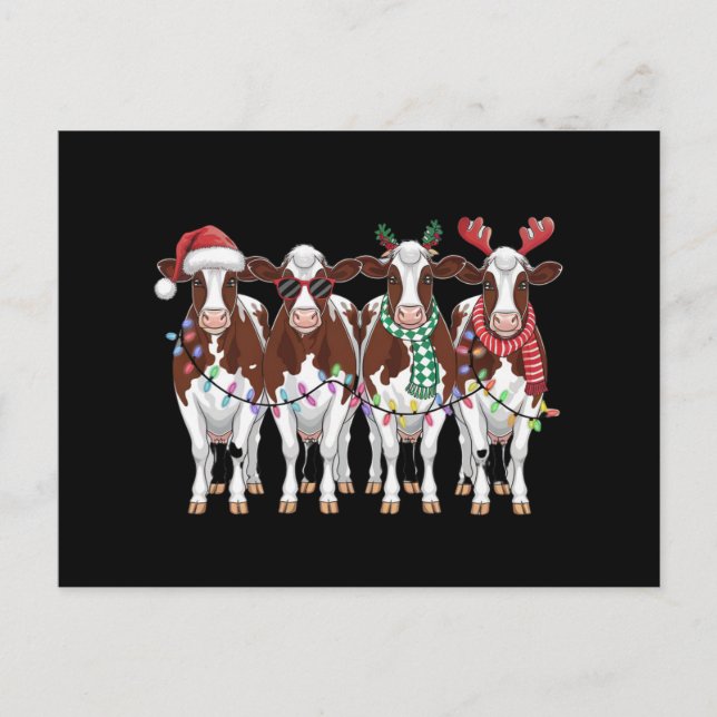 Cow Christmas Cow Lover Gift Holiday Farm  Postcard (Front)