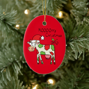 Cow Christmas Cute Kids Ceramic Tree Decoration