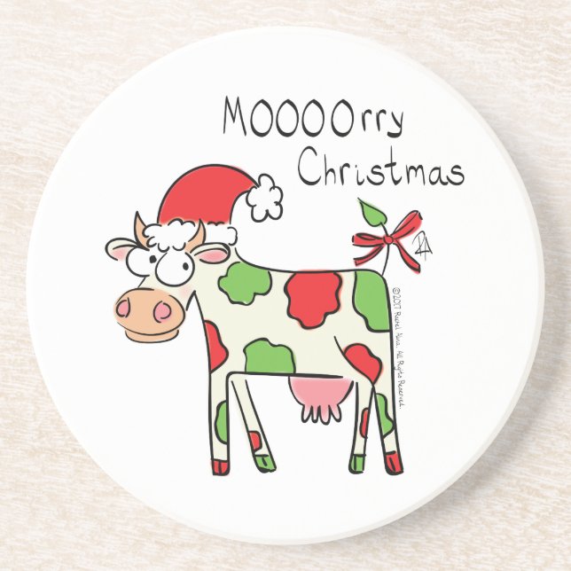Cow Christmas Cute Kids Coaster (Front)