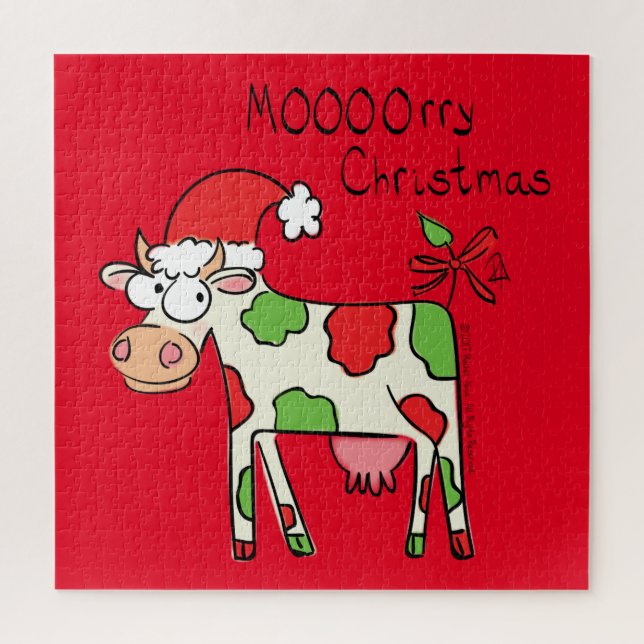 Cow Christmas Cute Kids Jigsaw Puzzle (Vertical)