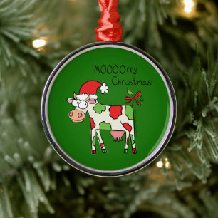 Cow Christmas Cute Kids Metal Tree Decoration