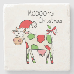 Cow Christmas Cute Kids Stone Coaster