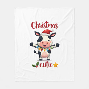 Cow Christmas Cutie Cows Christmas T-Shirt (5) Fleece Blanket