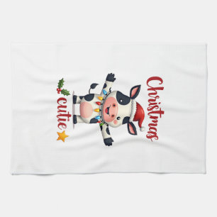 Cow Christmas Cutie Cows Christmas T-Shirt (5) Tea Towel