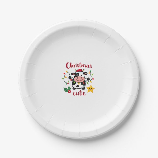 Cow Christmas Cutie Cows Christmas T-Shirt (6) Paper Plate (Front)