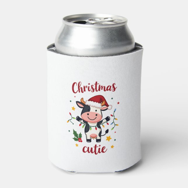 Cow Christmas Cutie Cows Christmas T-Shirt (7) Can Cooler (Can Front)