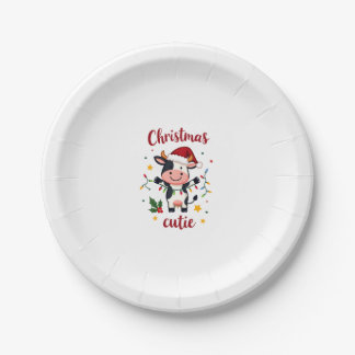 Cow Christmas Cutie Cows Christmas T-Shirt (7) Paper Plate