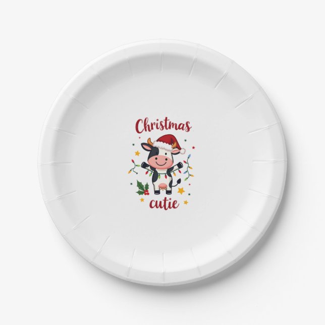 Cow Christmas Cutie Cows Christmas T-Shirt (7) Paper Plate (Front)