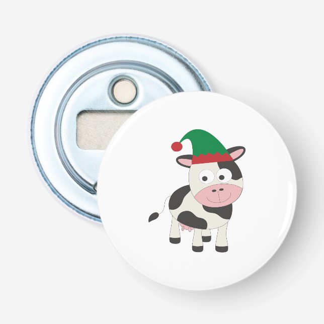 Cow Christmas Elf Bottle Opener (Front)