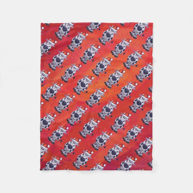Cow Christmas Fleece Blanket (Front)