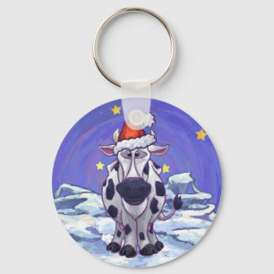 Cow Christmas Key Ring