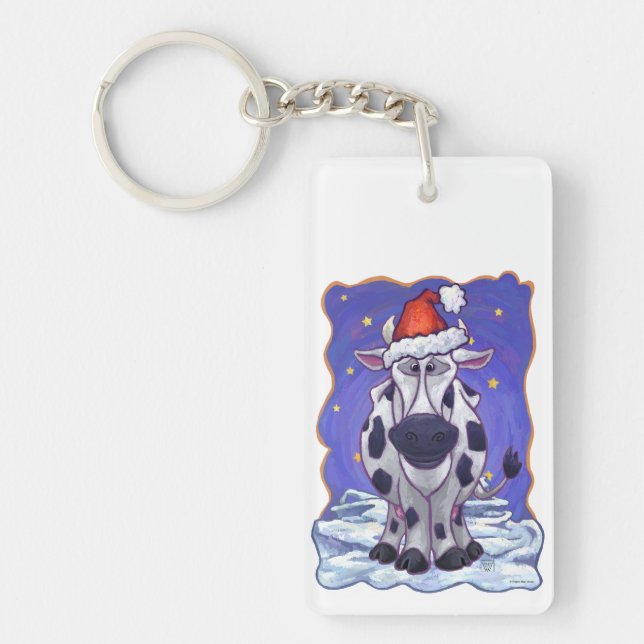 Cow Christmas Key Ring (Front)