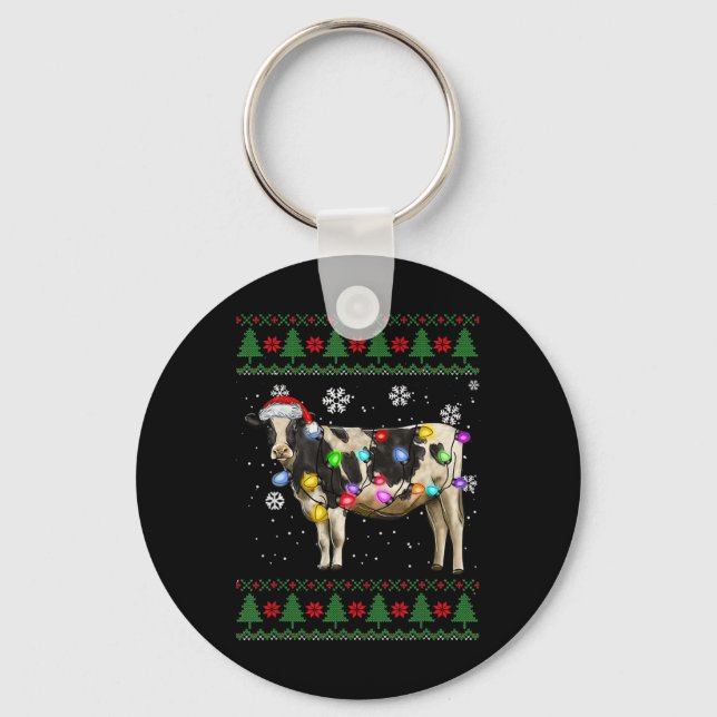 Cow Christmas  Key Ring (Front)