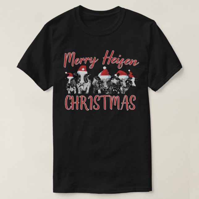 Cow Christmas Merry Heifen Christmas Funny Cow Far T-Shirt (Design Front)